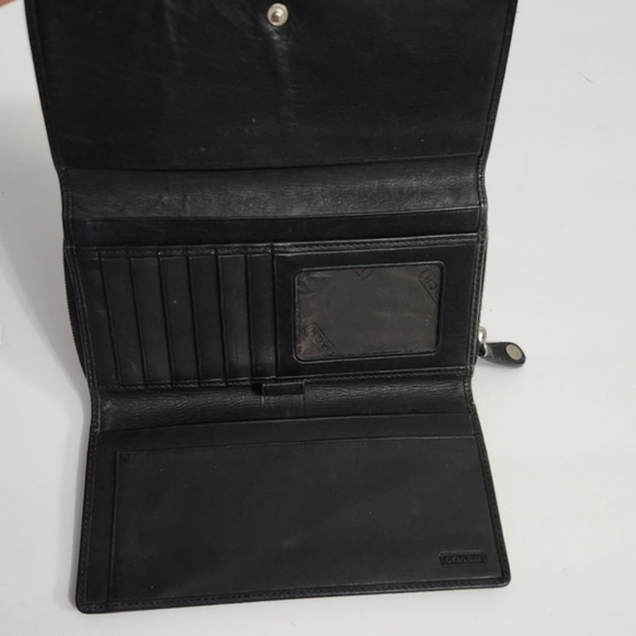 Vintage Coach Legacy Trifold Black Leather Wallet - Picture 5 of 10